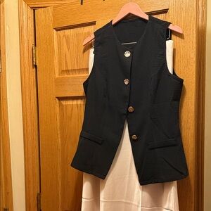 SHEIN Elegant Black Vest with Gold Accents